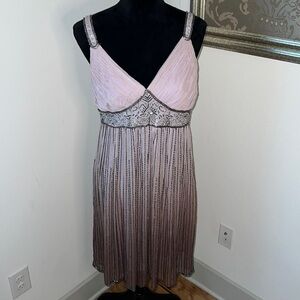 Patra 100% silk beaded sequin special occasion lilac dress Sz 10 vintage 1990’s